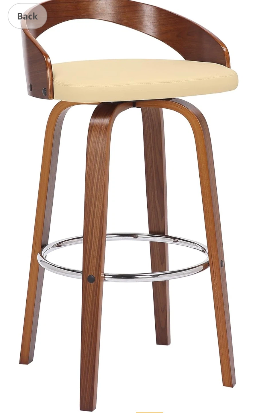 Armen Living Sona Barstool - Cream & Walnut