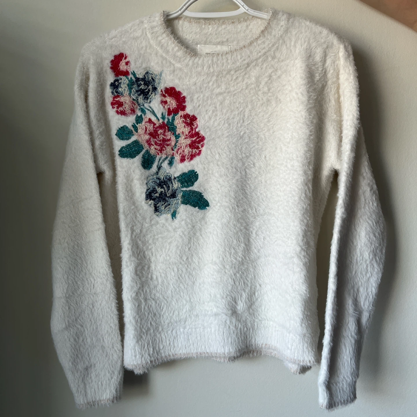 Springfield Floral Embroidered Fuzzy Sweater - Size S - photo 5
