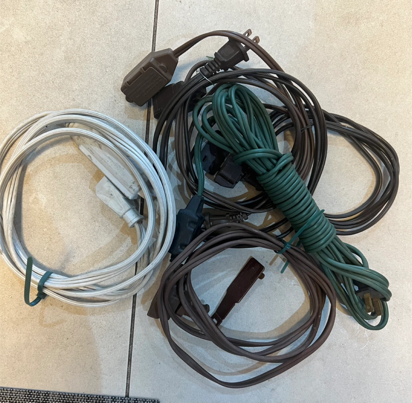 Extension Cords - White, Brown, Green