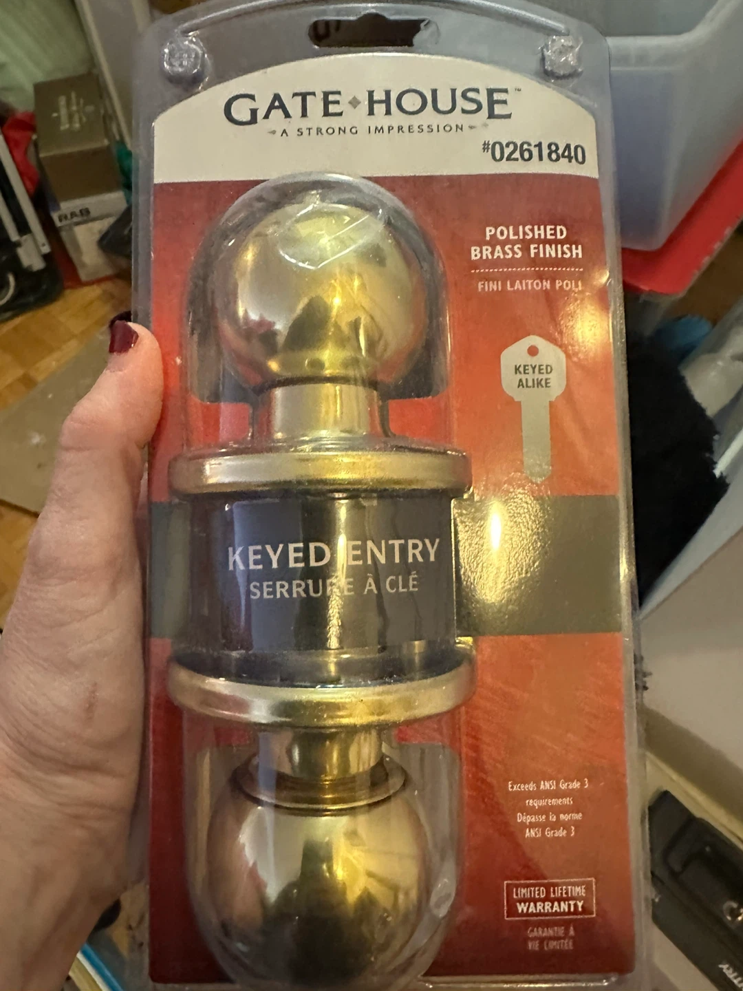New Keyed Entry Knob - Polished Brass