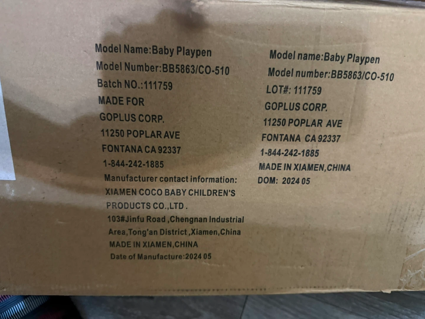 Goplus Baby Playpen - Model BB5863/CO-510 - photo 2