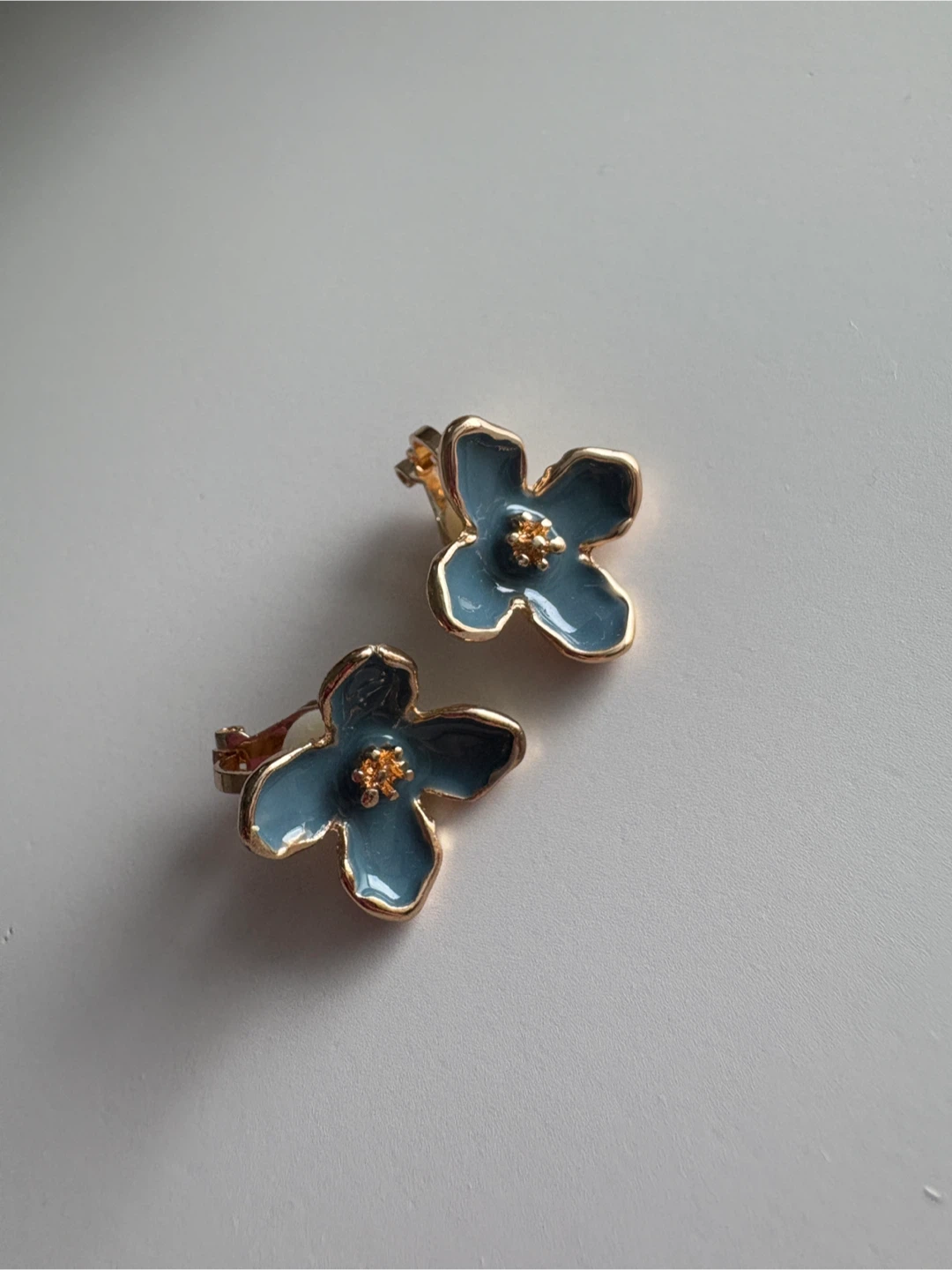 Clip-on Blue Flower Earrings