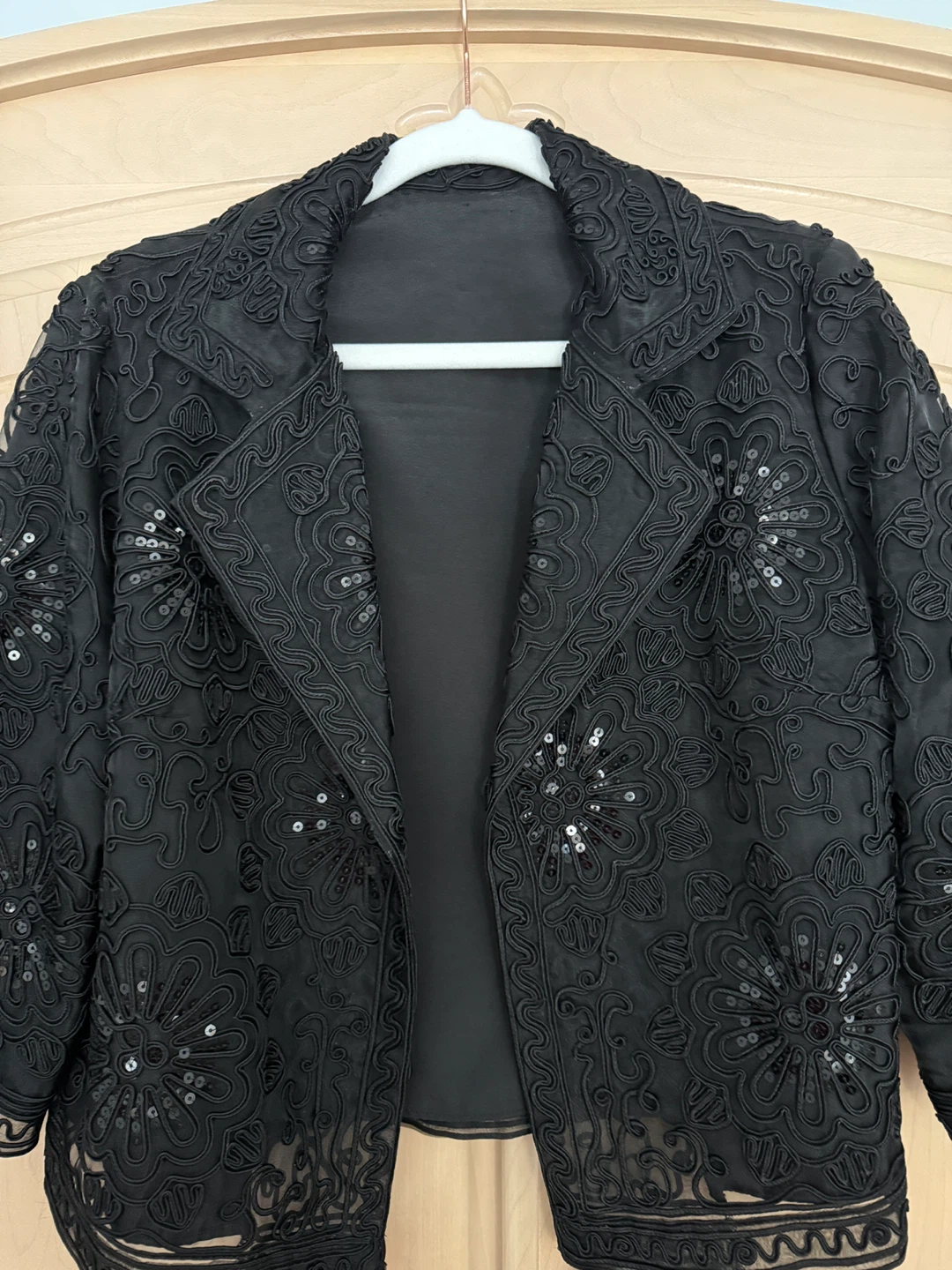 Black Floral Sequin Jacket - photo 2