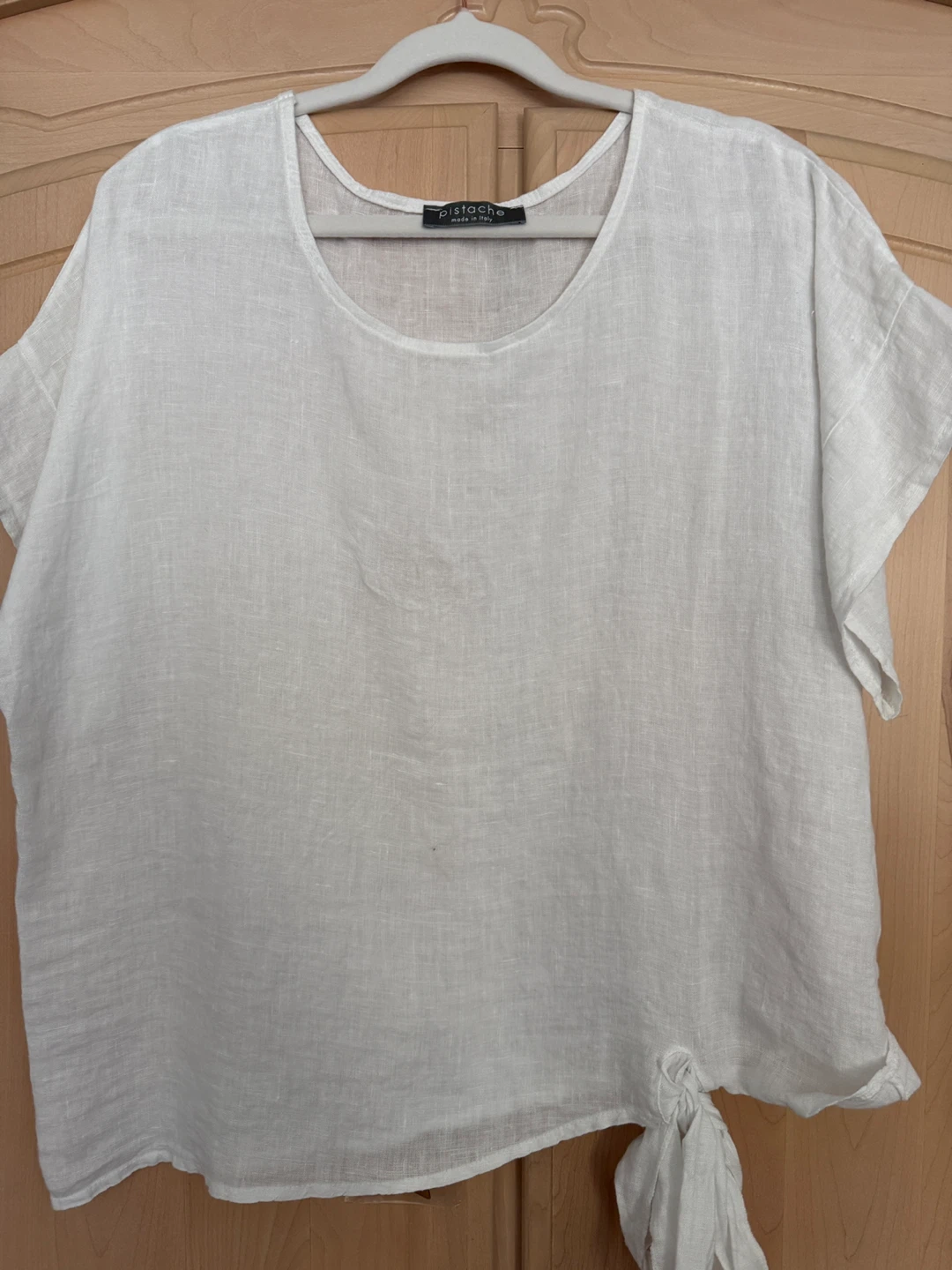 Pistache White Linen Top