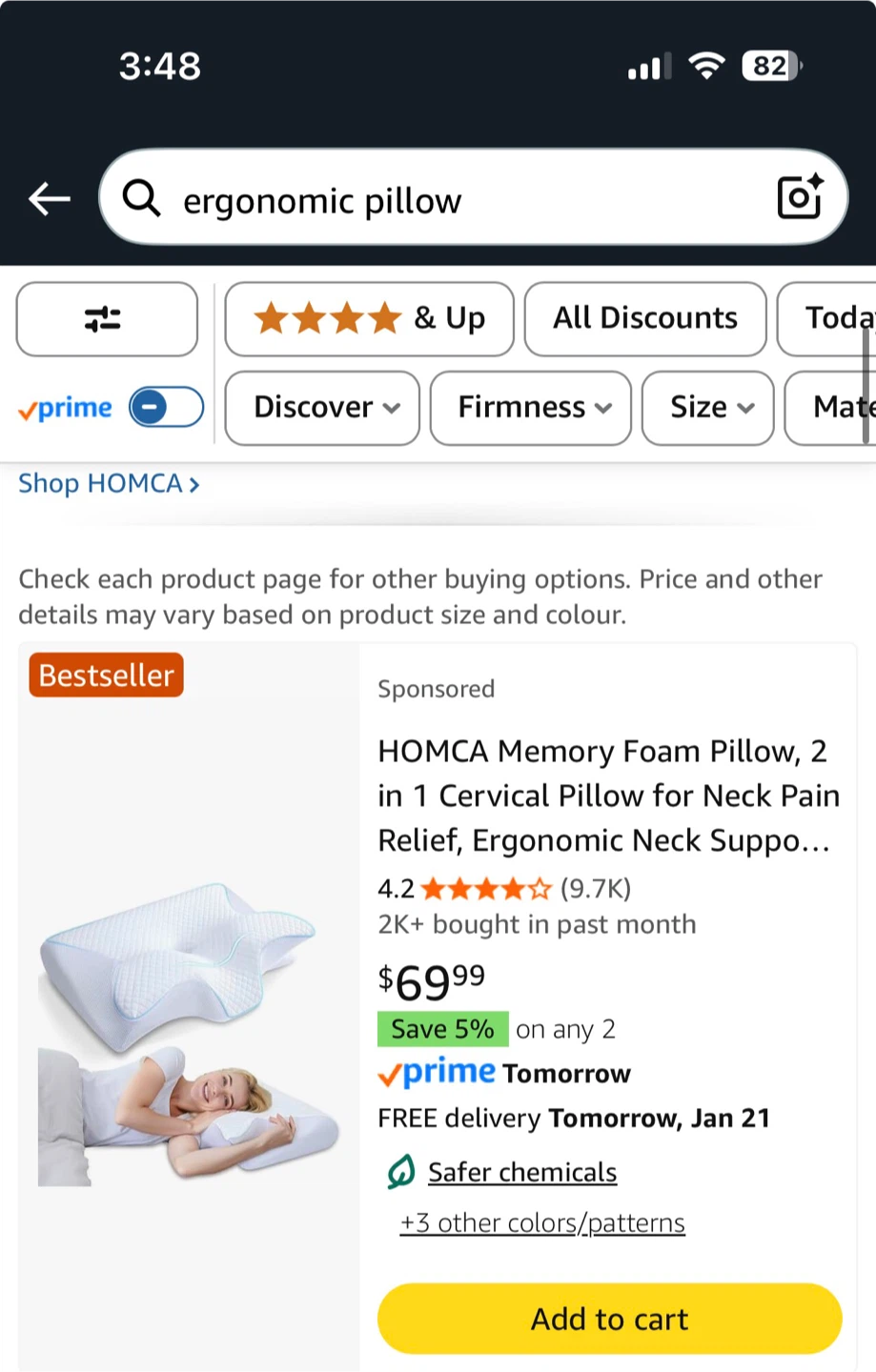 HOMCA Memory Foam Cervical Pillow - photo 4