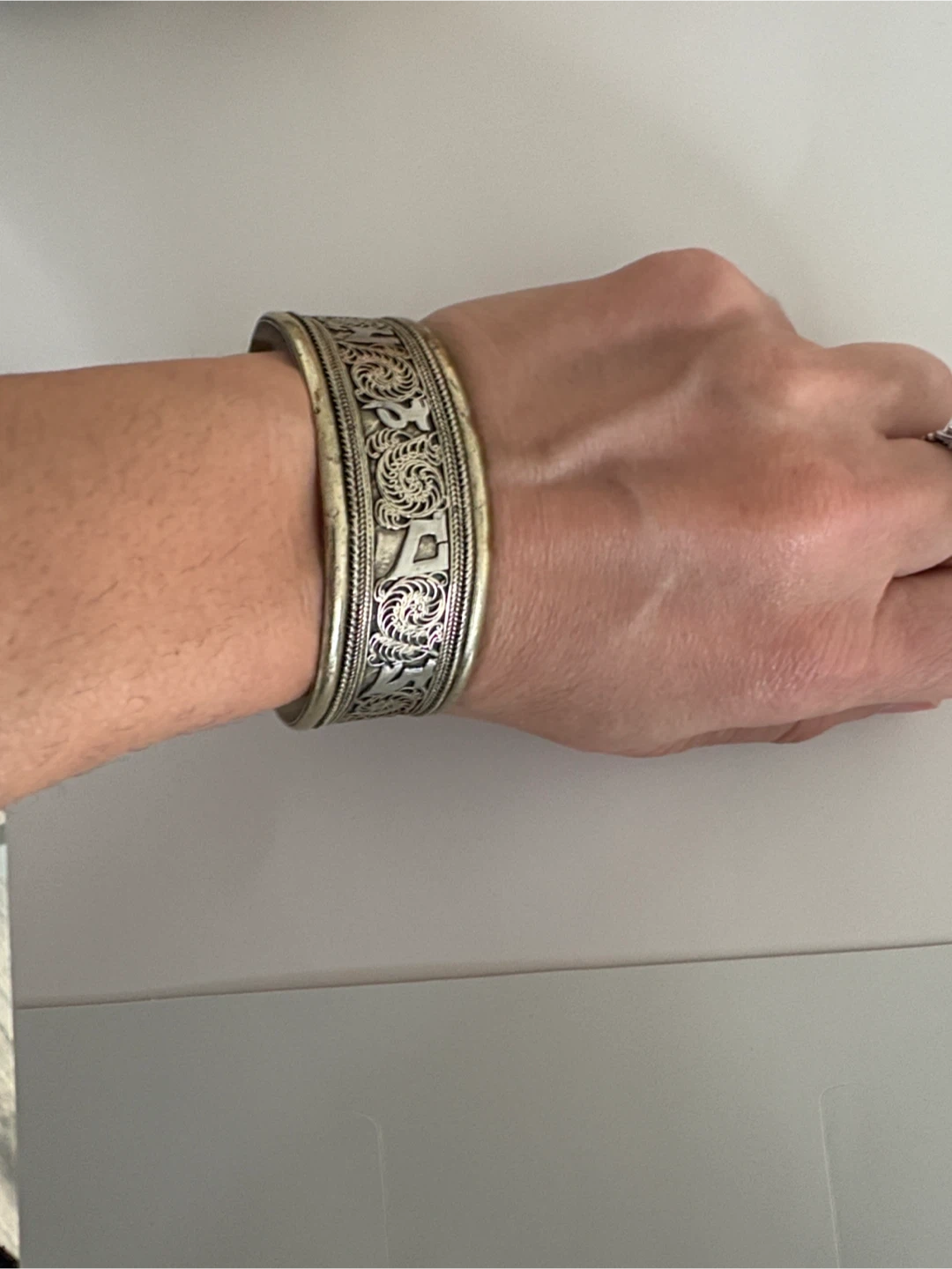 Vintage antique Silver Tone Cuff Bracelet