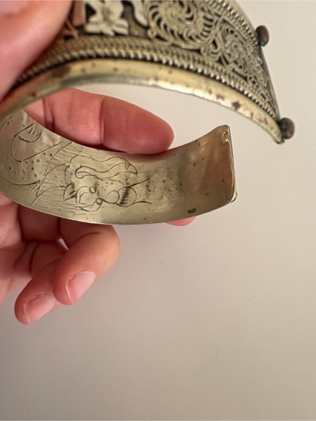 Vintage antique Silver Tone Cuff Bracelet - photo 4