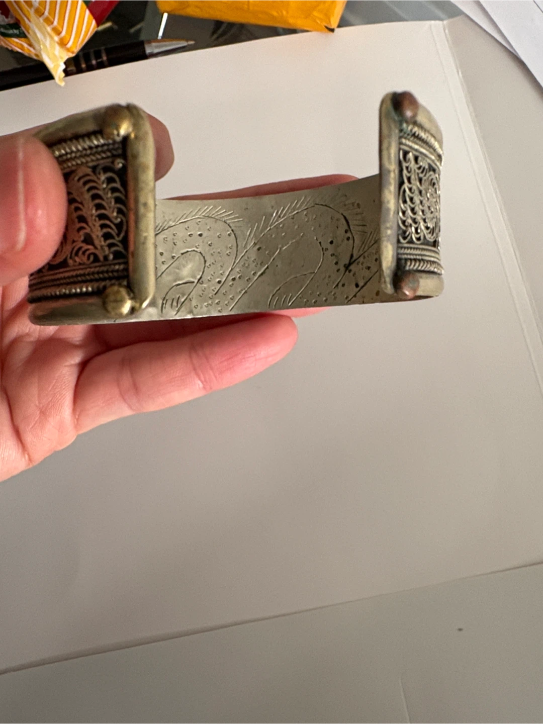 Vintage antique Silver Tone Cuff Bracelet - photo 5