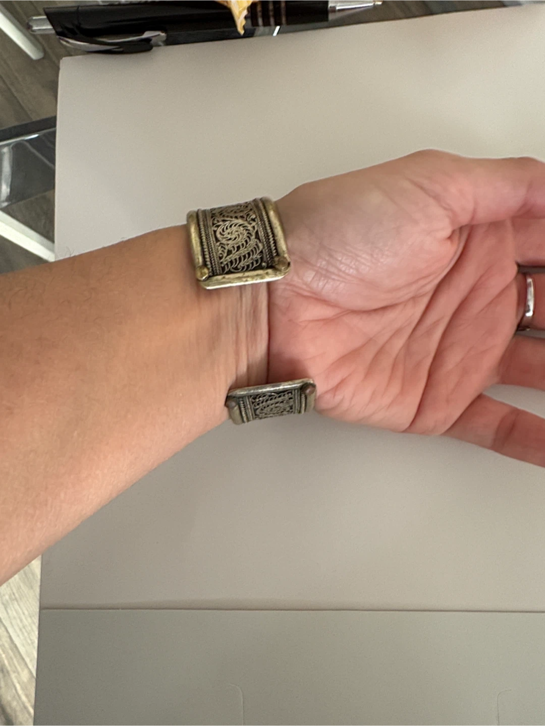 Vintage antique Silver Tone Cuff Bracelet - photo 2