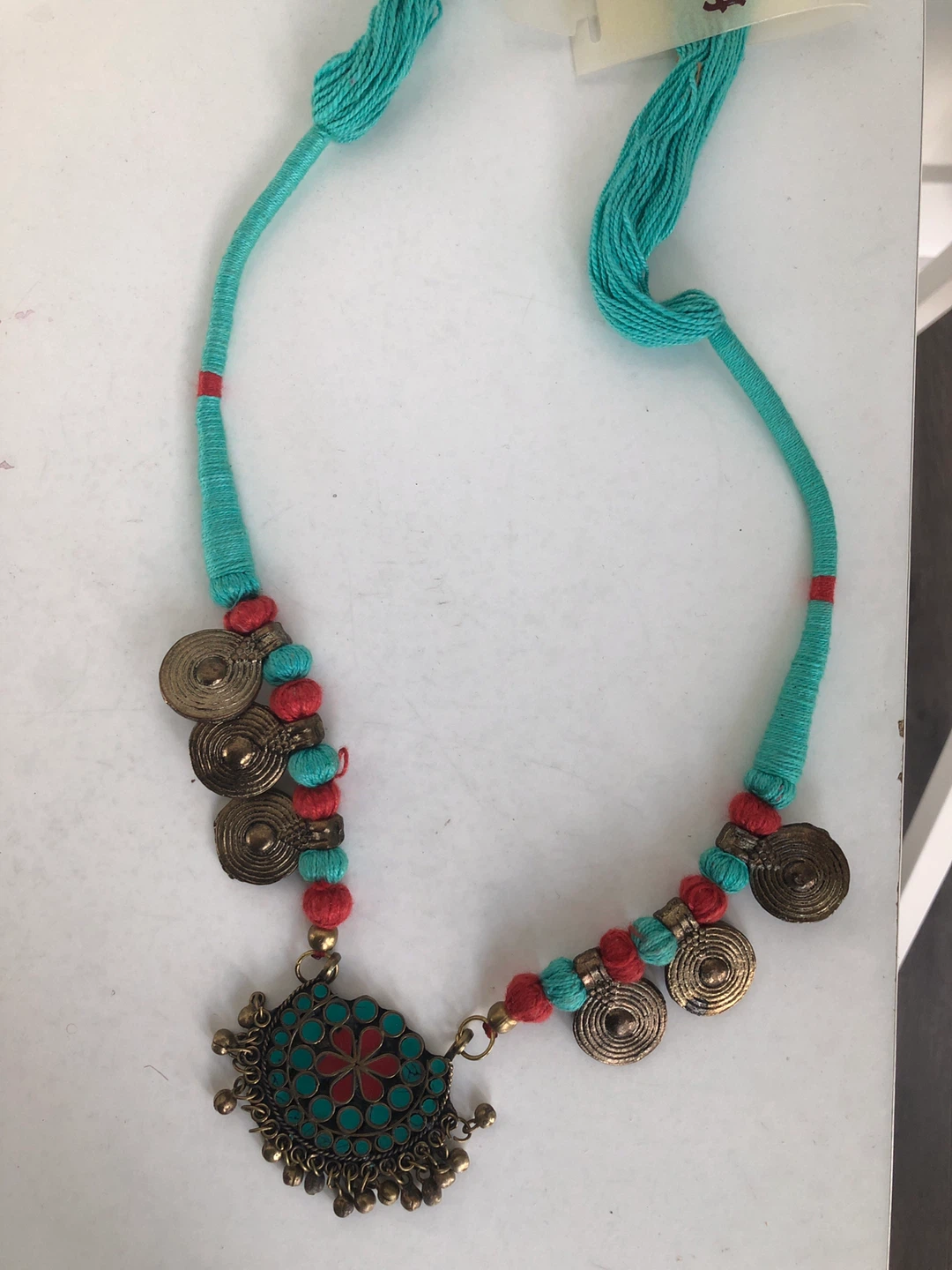 Fabindia Necklace - Turquoise & Red 🏆