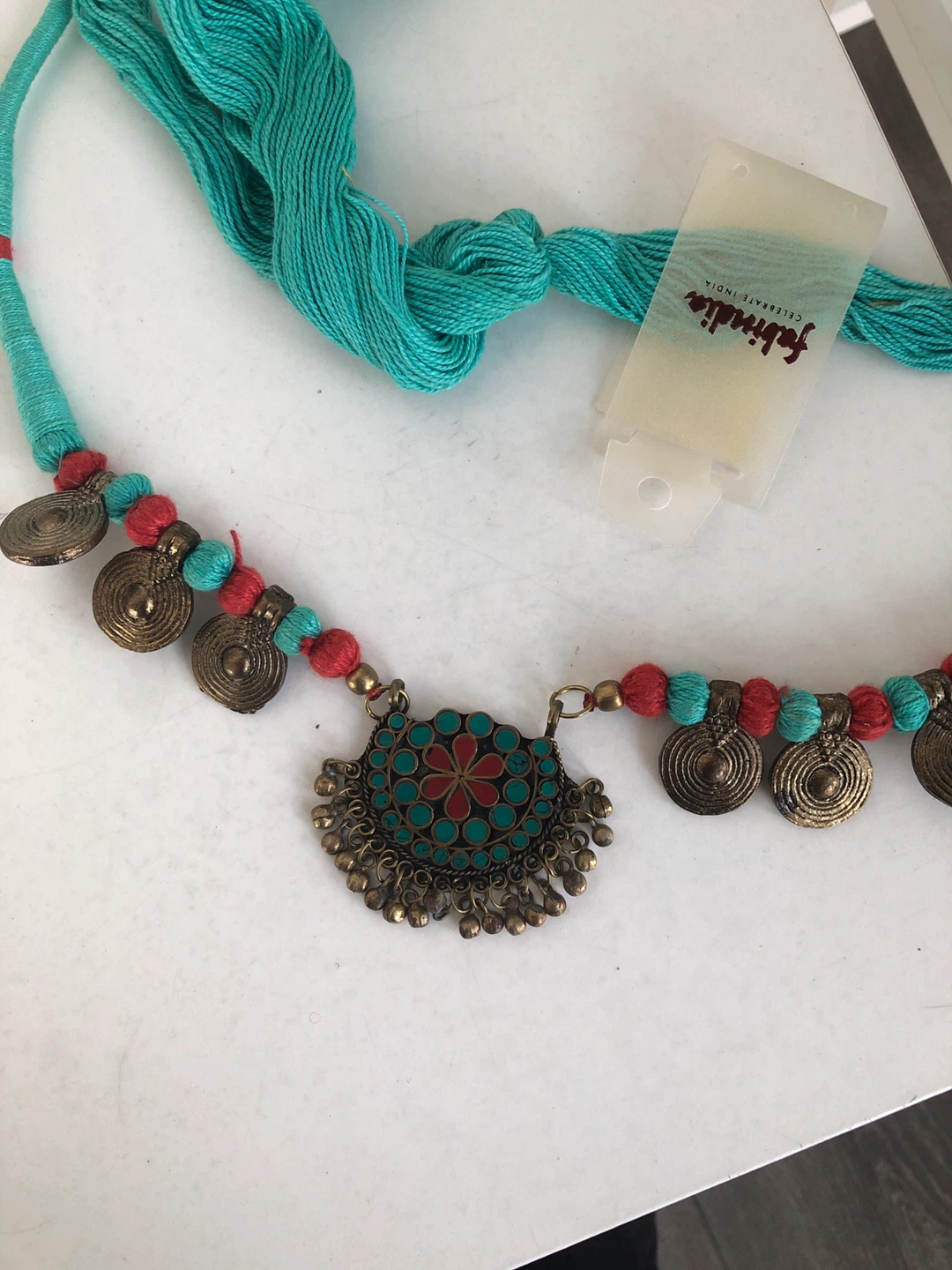 Fabindia Necklace - Turquoise & Red 🏆 - photo 2