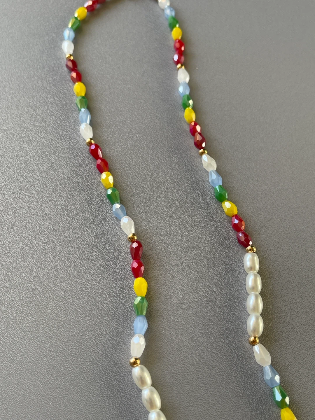 Colorful Beaded Necklace with Pearl and Daisy Accent - photo 4