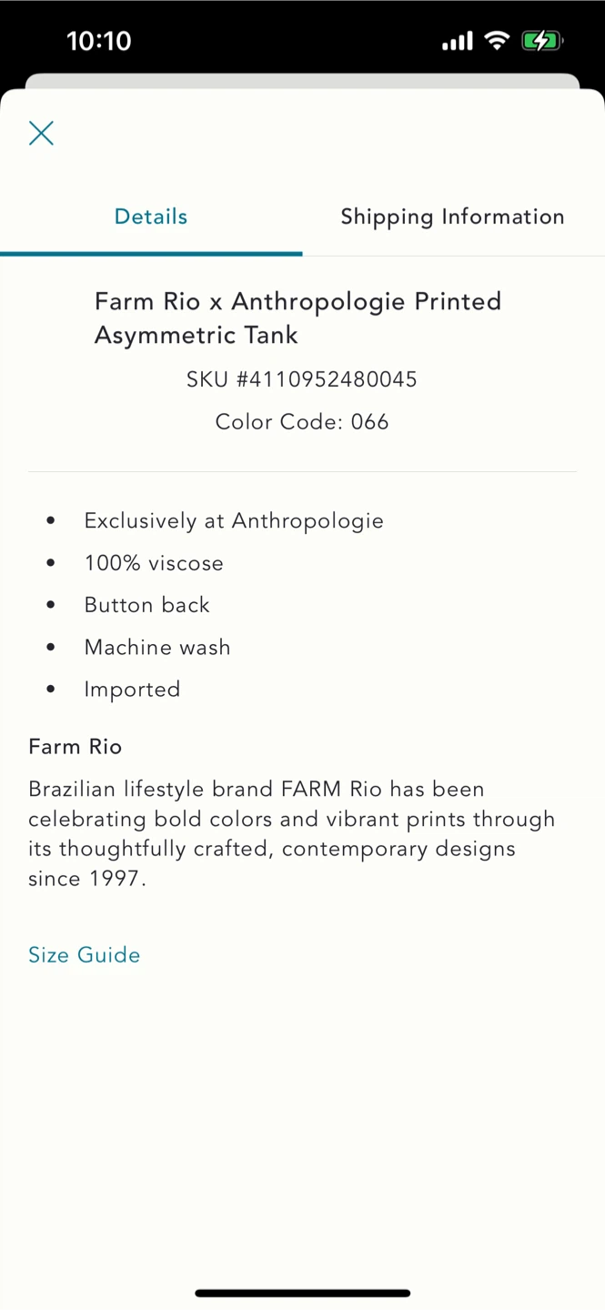 BNWT Farm Rio Printed Asymmetric Tank XS - photo 5