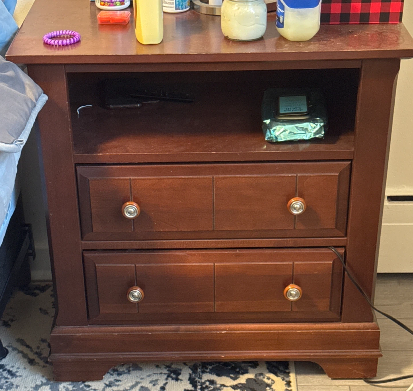 Wooden Nightstands with Two Drawers