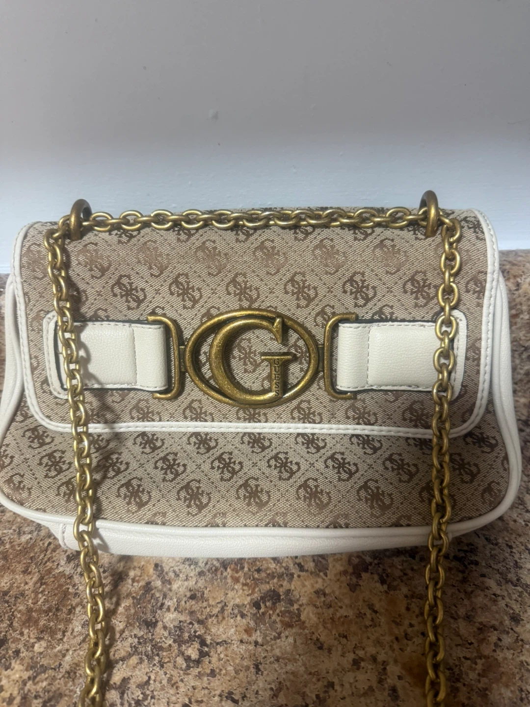 Guess Beige & White Shoulder Bag - photo 2