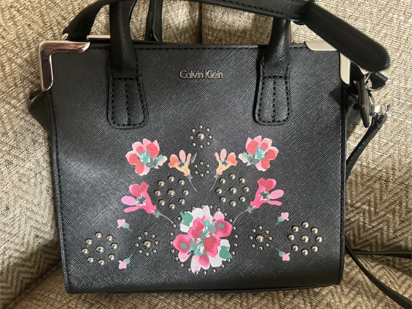 Calvin Klein Black Floral Handbag