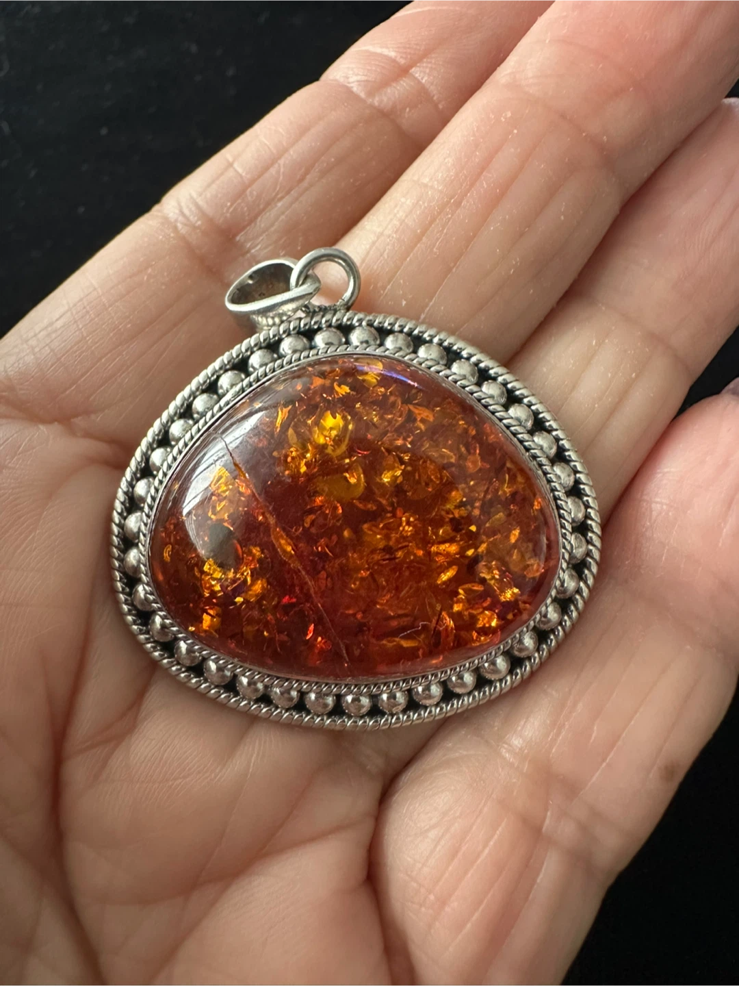 Amber Sterling Silver Pendant - photo 2