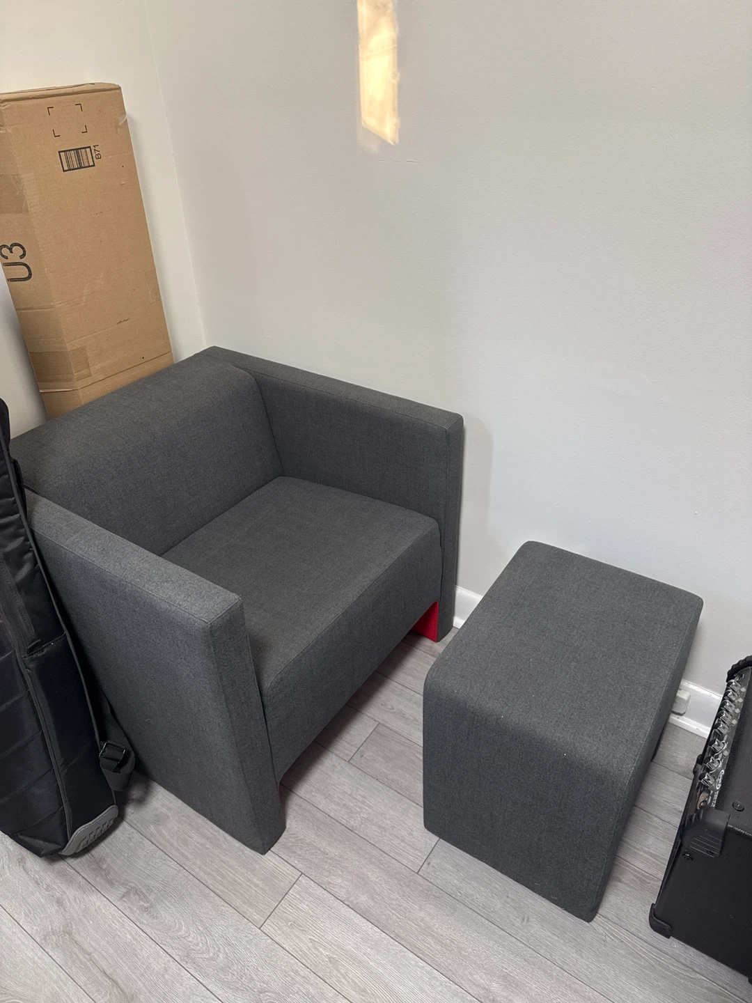 Armchair & Footstool - Grey