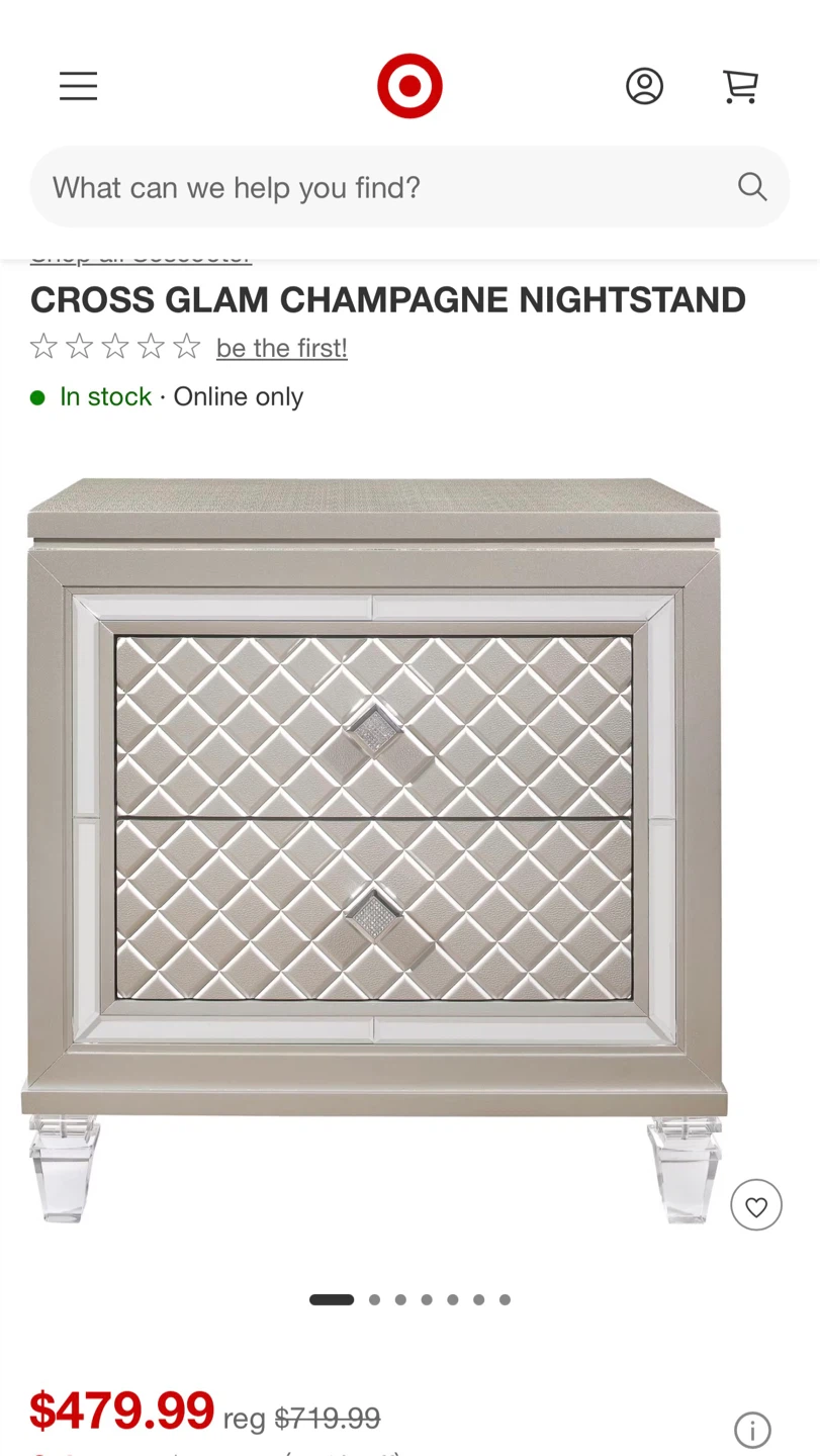 Cross Glam Champagne Nightstand