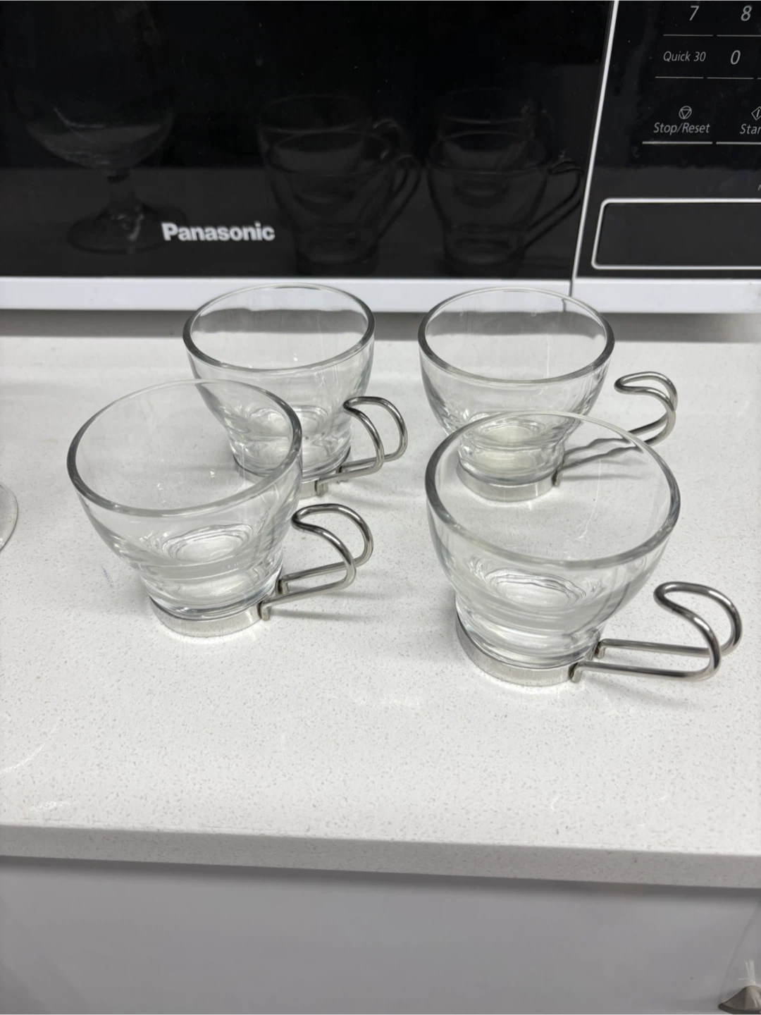 Set of 4 Clear Glass Espresso Cups