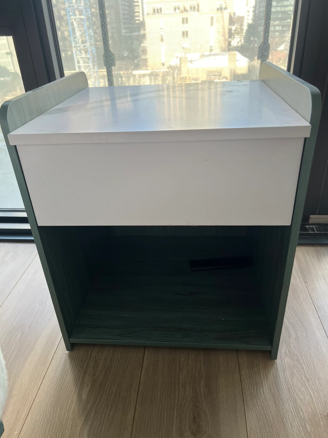 Side Table with Marble Top / Nightstand with 1 drawer