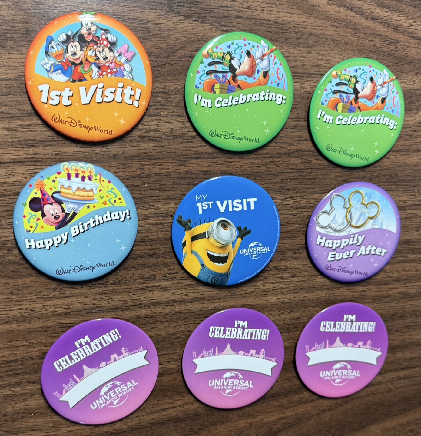 Disneyworld & Universal Celebration Buttons