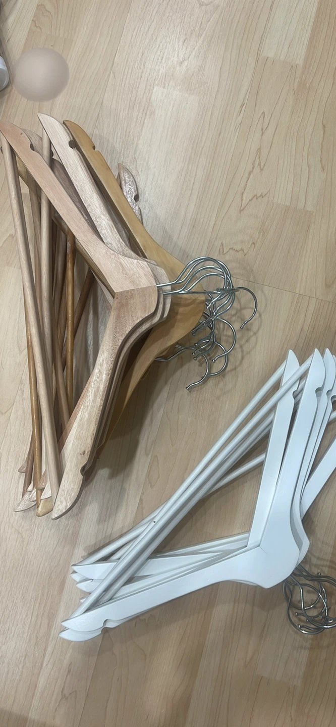28 Wooden & White Clothes Hangers