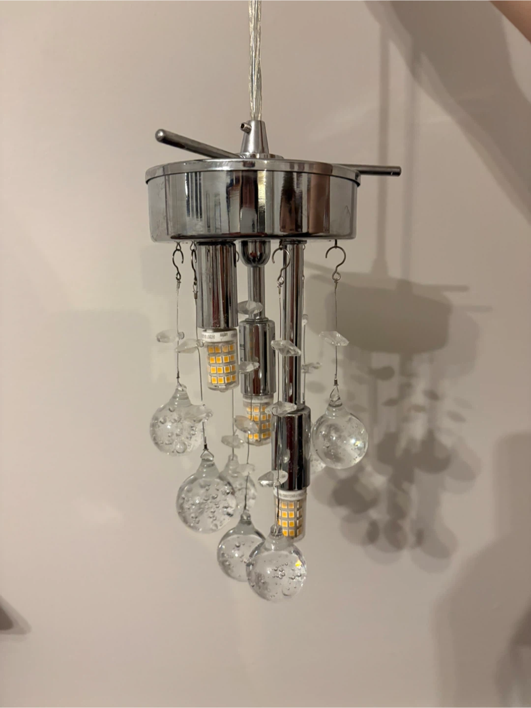 Chrome & Crystal Pendant Light Fixture