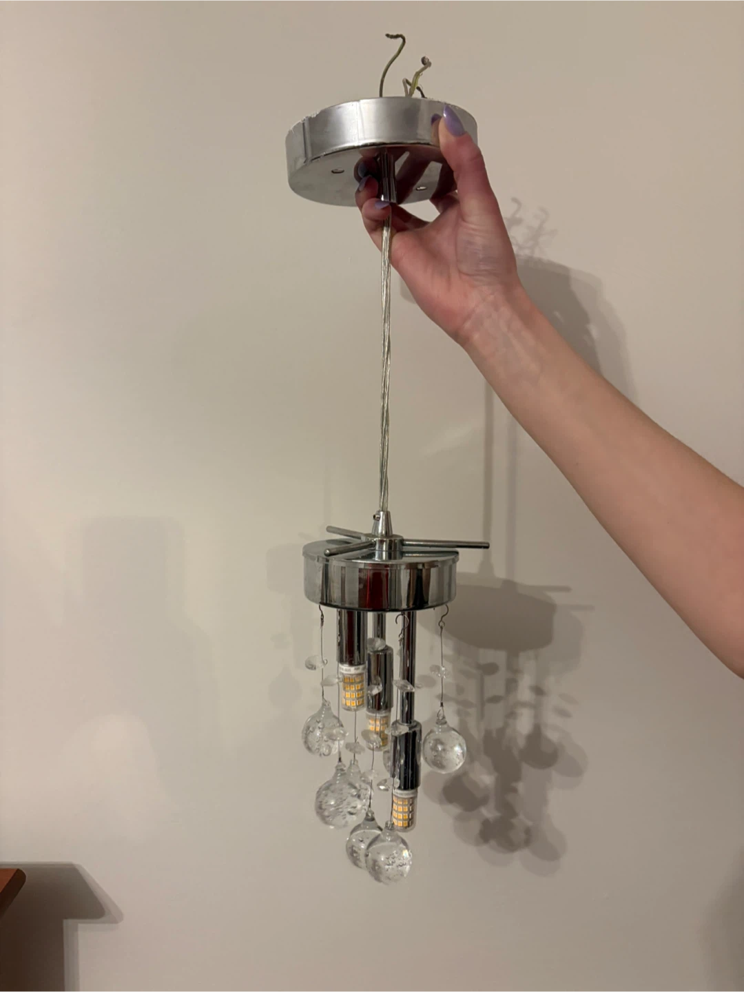 Chrome & Crystal Pendant Light Fixture - photo 2