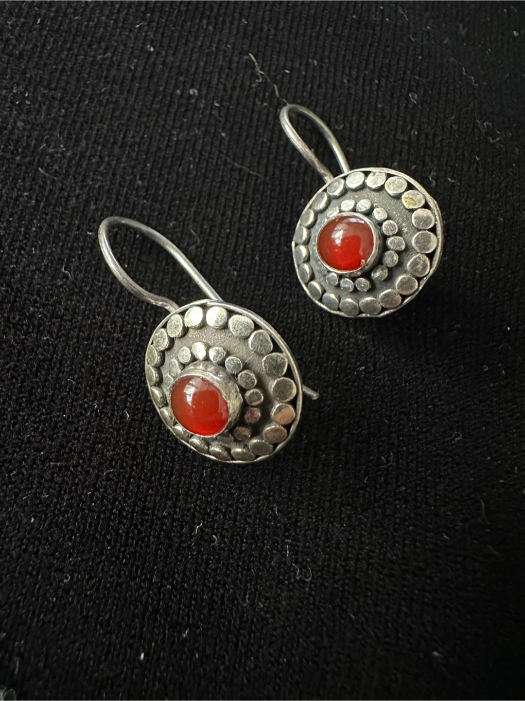 Sterling Silver Earrings with Red Stone