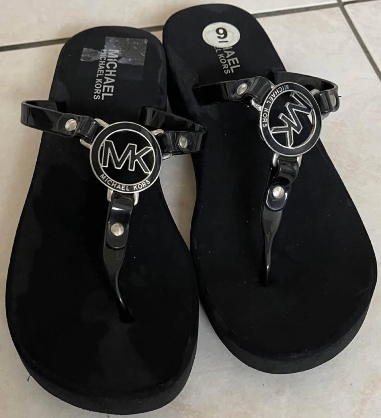 Michael Kors Black Flip Flops - Size 9 - photo 2