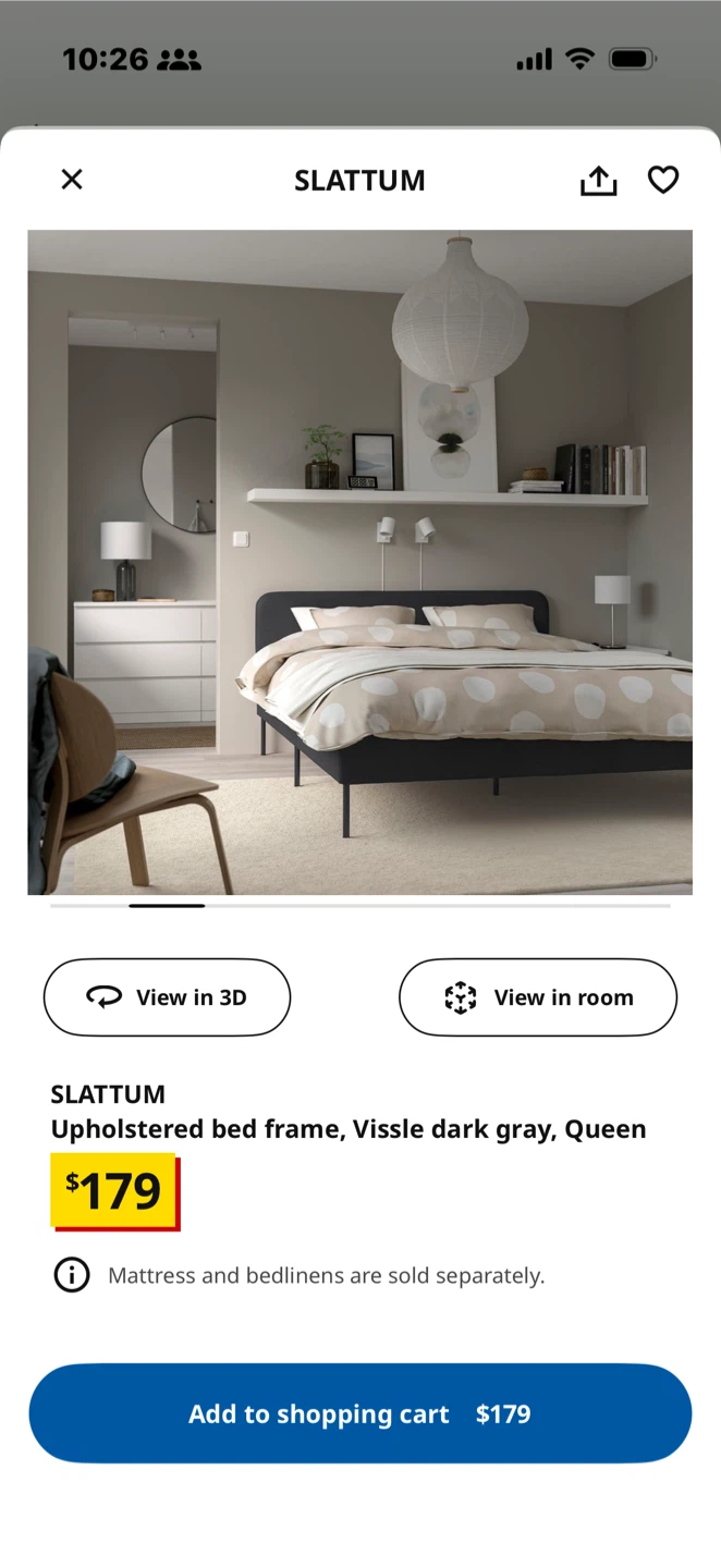 IKEA SLATTUM Queen Bed Frame - Vissle Dark Gray - photo 2