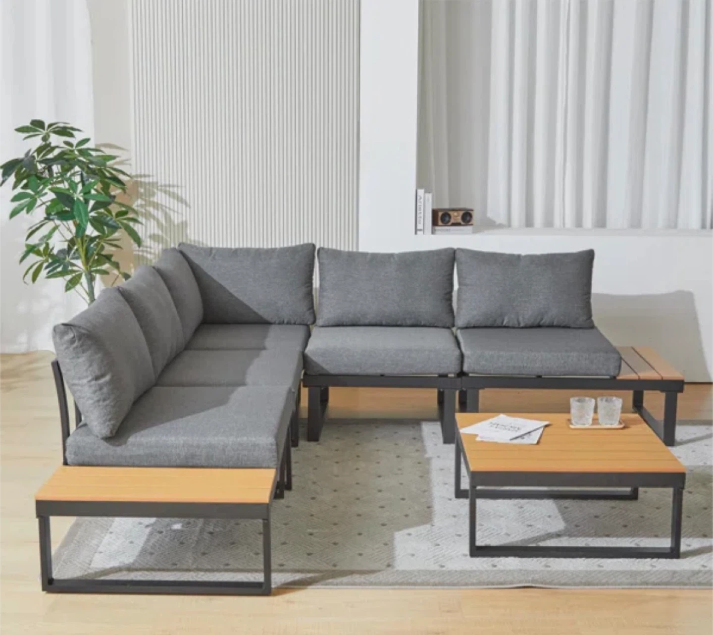 5 person- outdoor modular Sectional Sofa Set with Coffee Table - photo 2