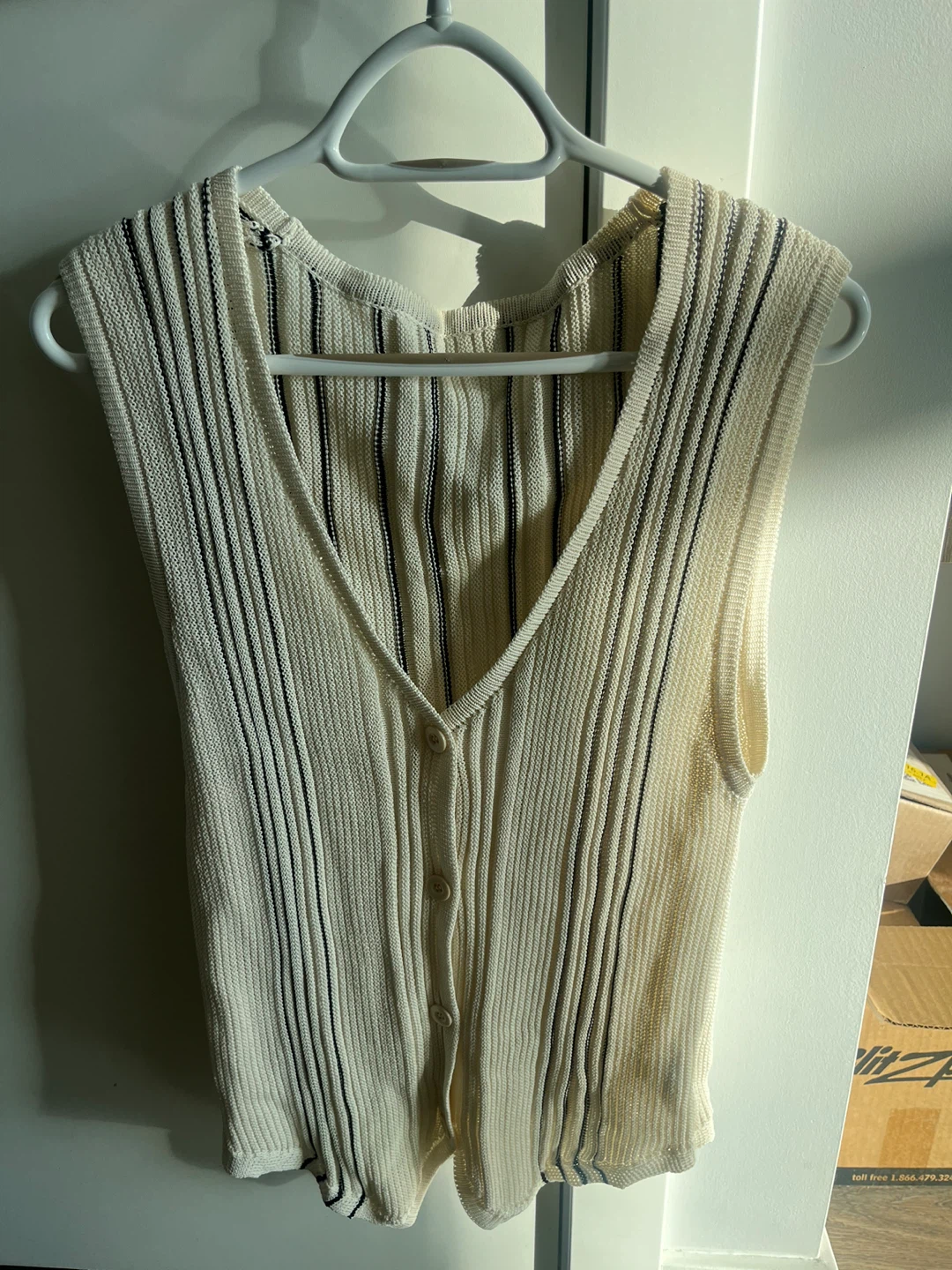 Men’s XL Beige Striped Zara Vest