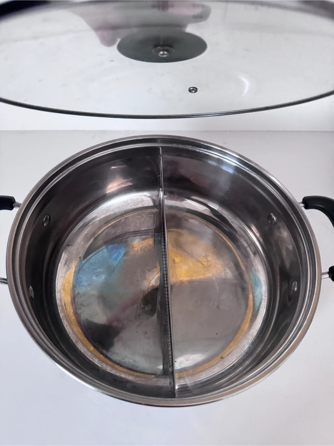 Stainless Steel Divided Hot Pot with Lid - photo 2