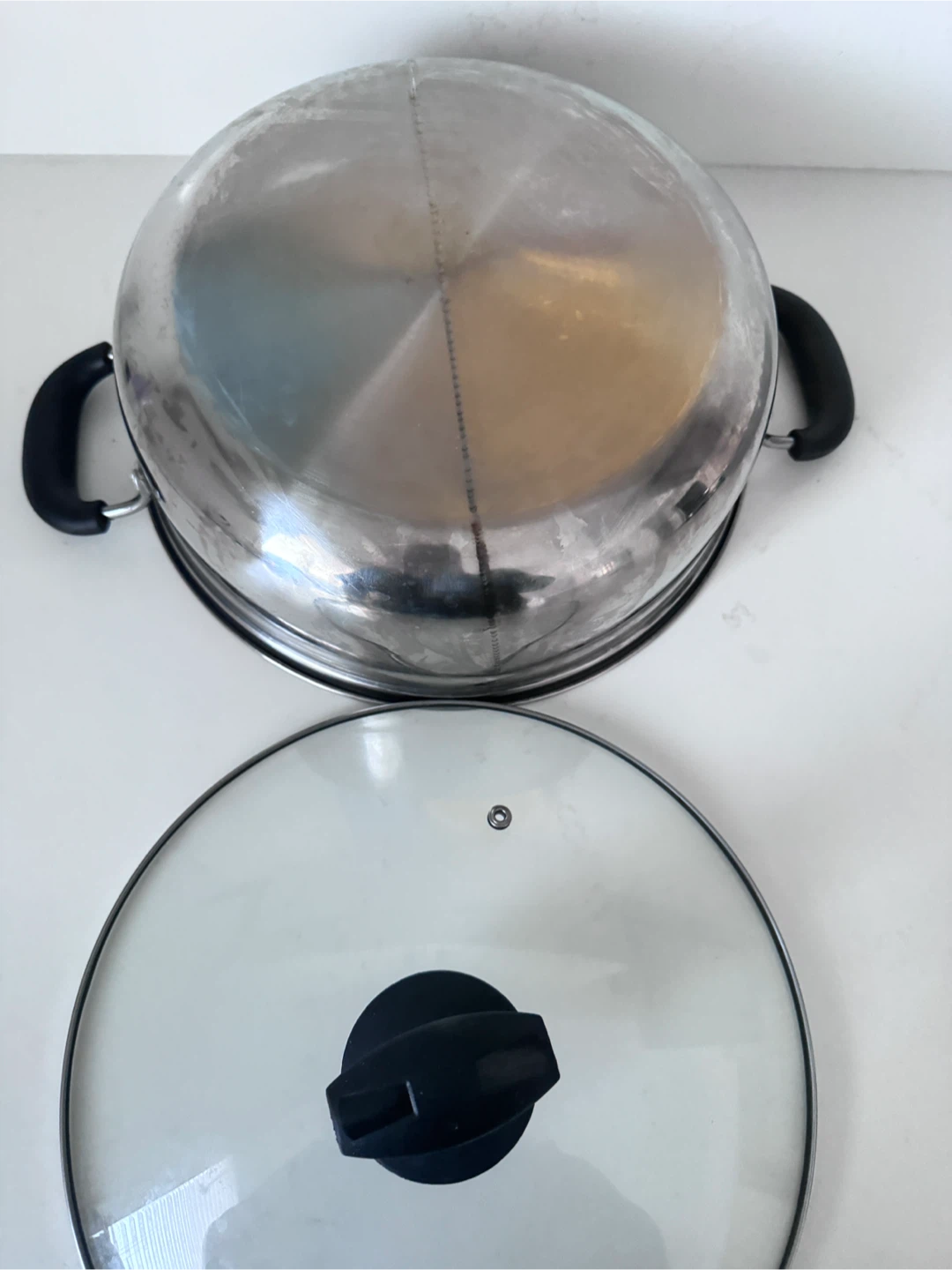 Stainless Steel Divided Hot Pot with Lid - photo 3