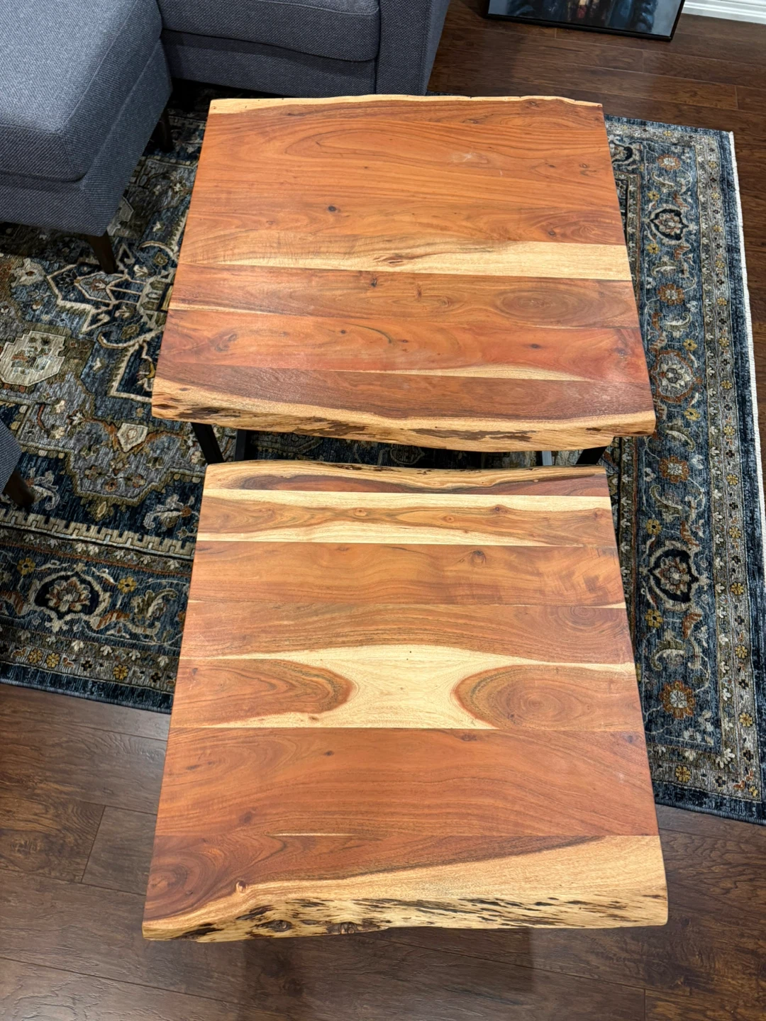 Nesting Coffee Tables - Live Edge Wood & Metal - photo 3