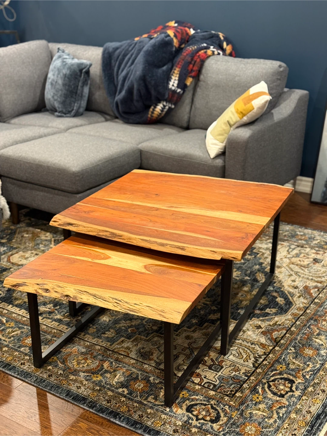 Nesting Coffee Tables - Live Edge Wood & Metal