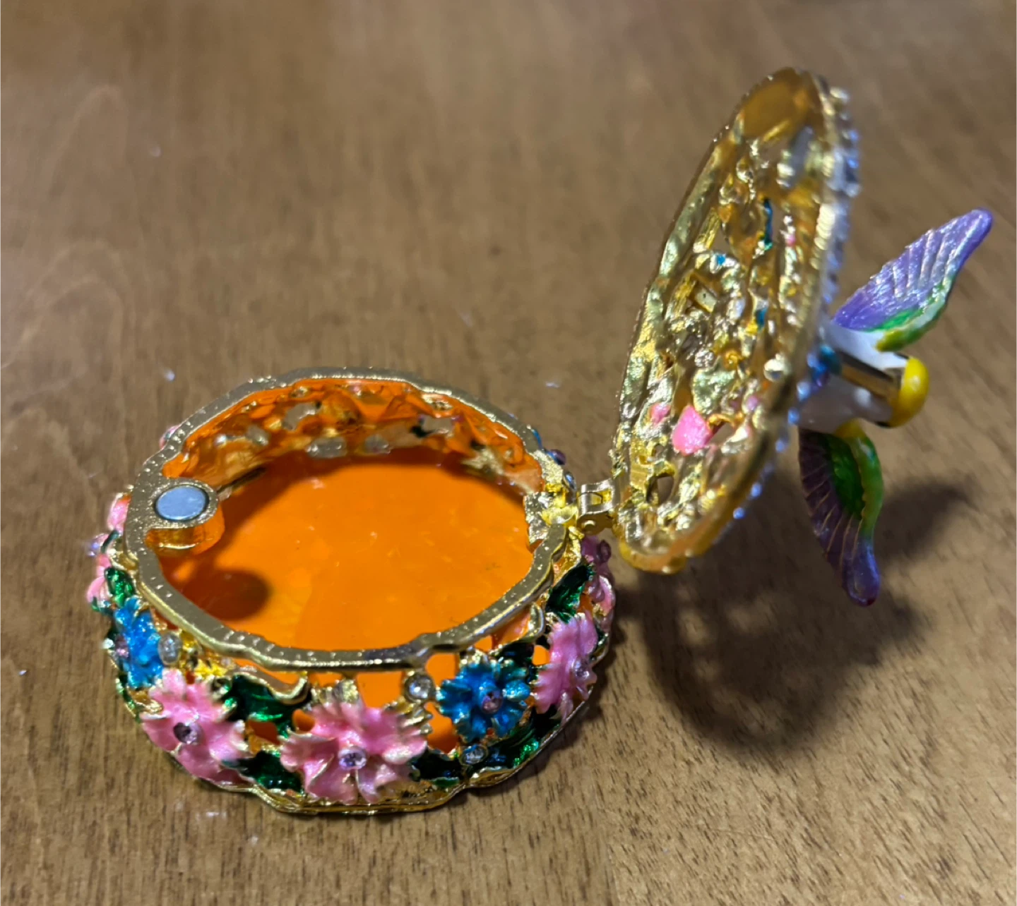 Brand New-Small Decorative Trinket Box with Hummingbird - photo 3