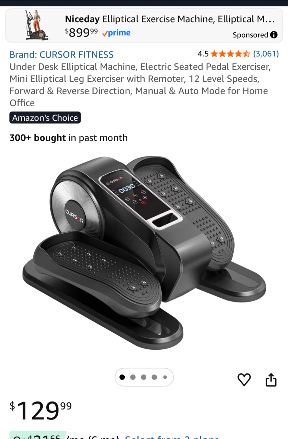 CURSOR FITNESS Under Desk Elliptical