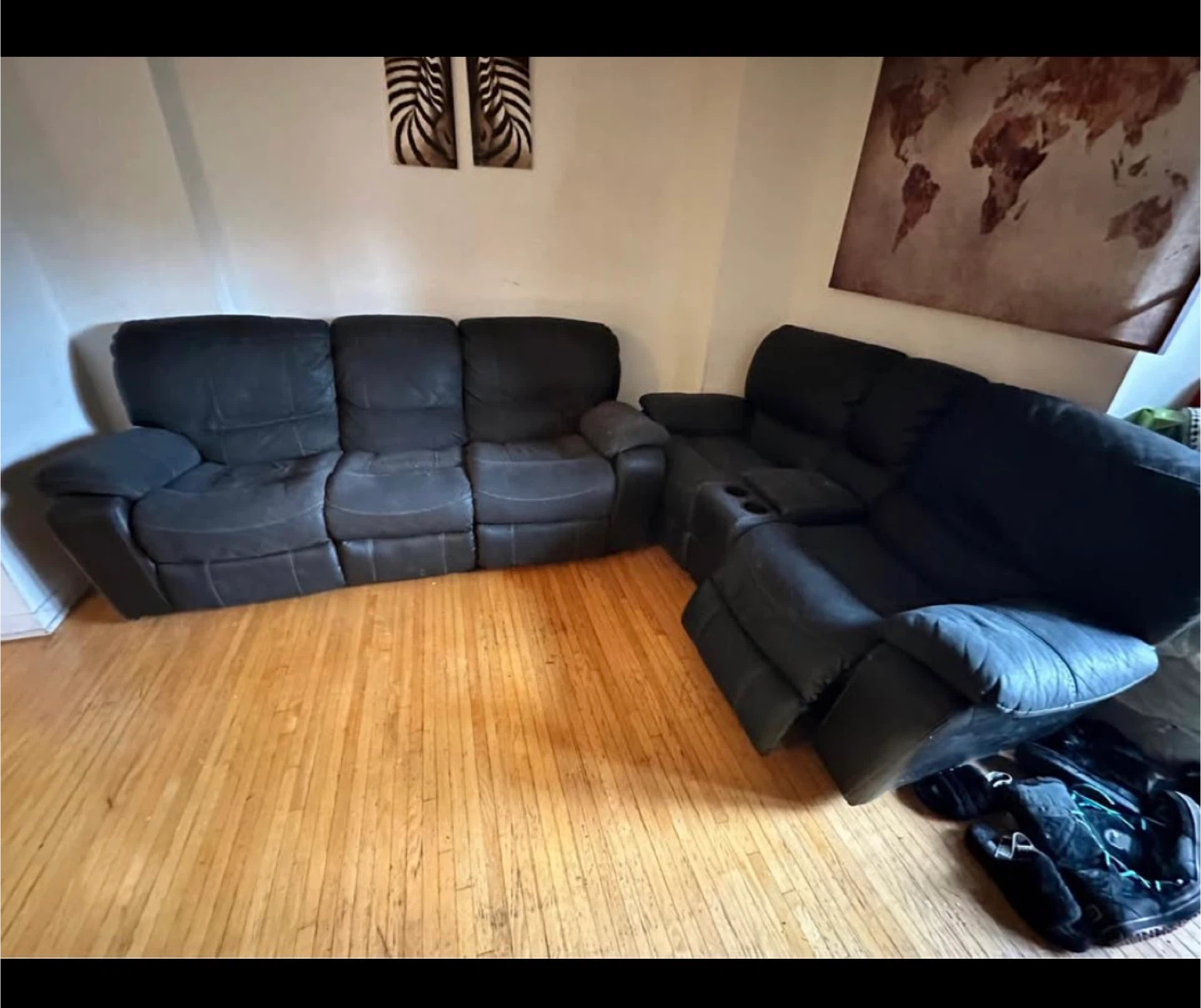 Black Leather Reclining Sectional Sofa