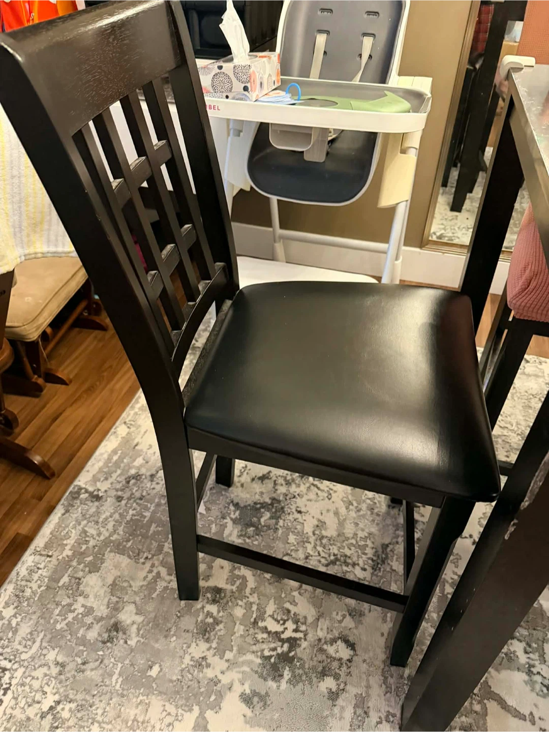 Dining Table Set with 4 Chairs - Black & Pink