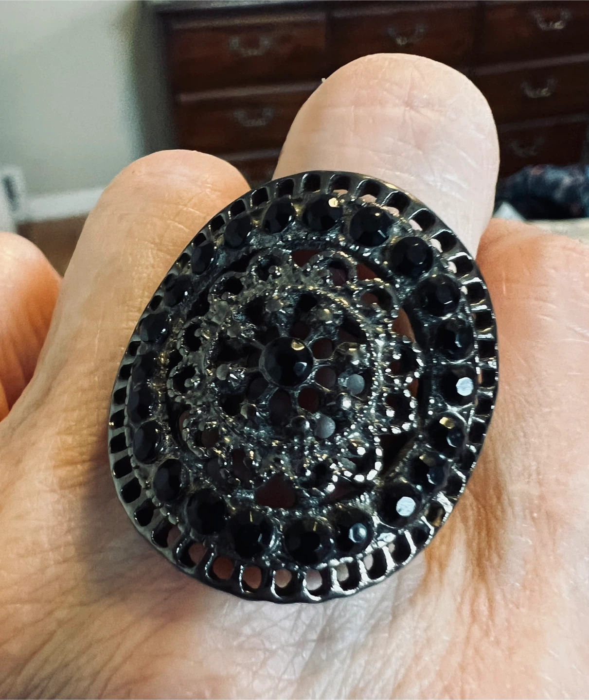 Black Statement Ring - Adjustable - photo 2