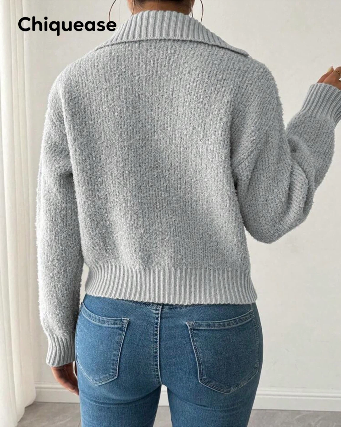 Grey Pullover Sweater with Pockets - photo 2