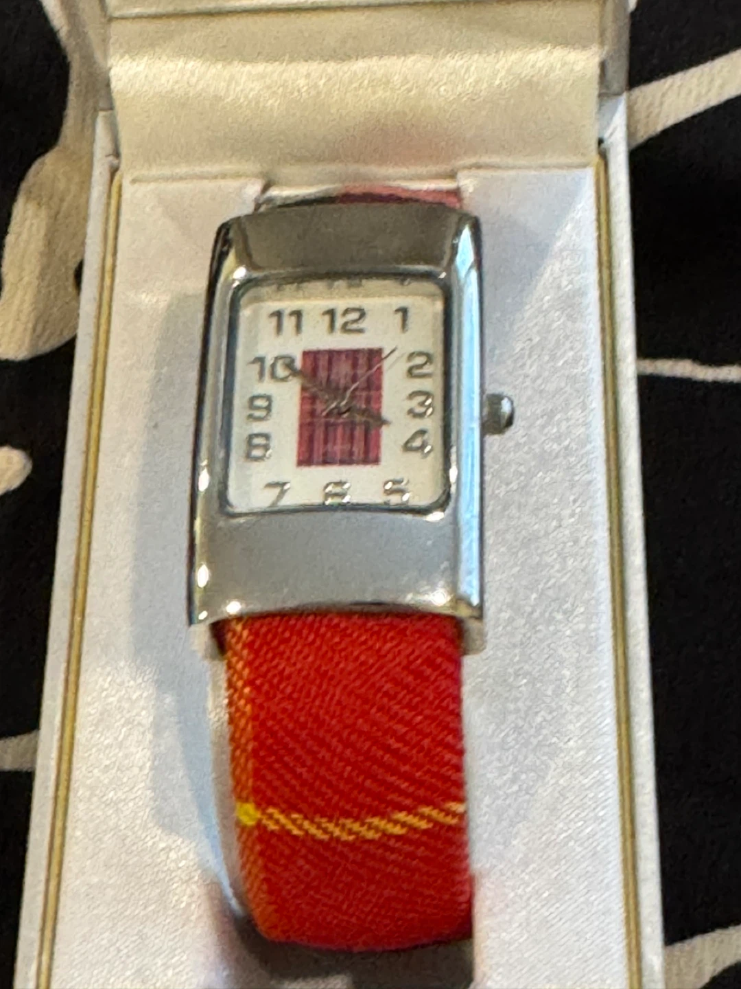 Ladies' Silver Watch with Red Band