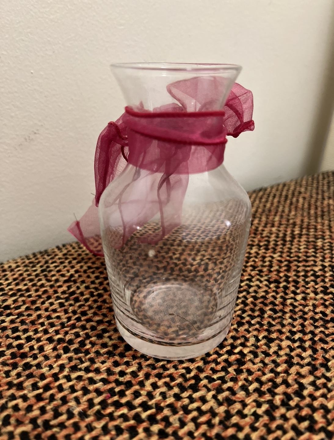 Small Clear Glass Vase with Ribbon