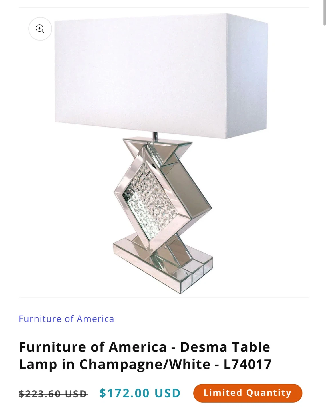 Table Lamp - Silver/White