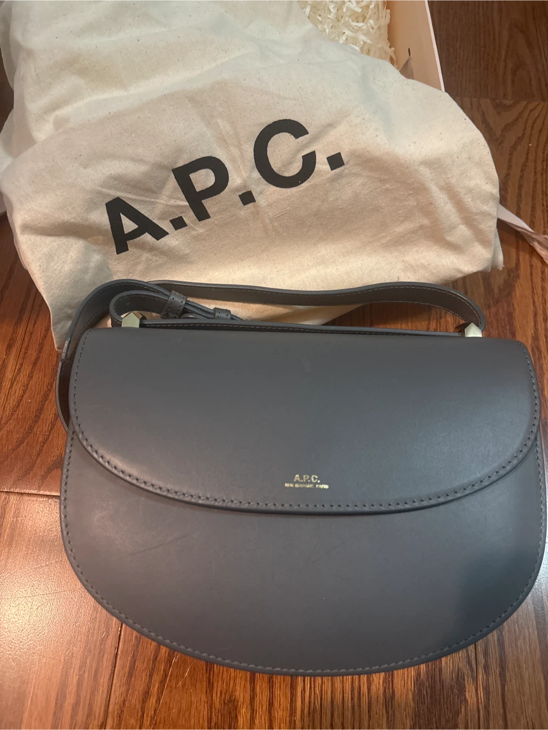 A.P.C. Grey Leather Handbag