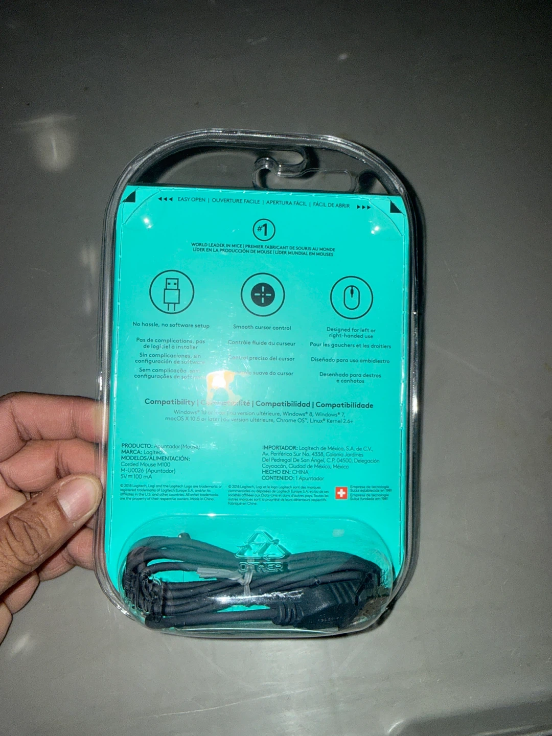 New Logitech M100 Corded Mouse - Black - photo 2