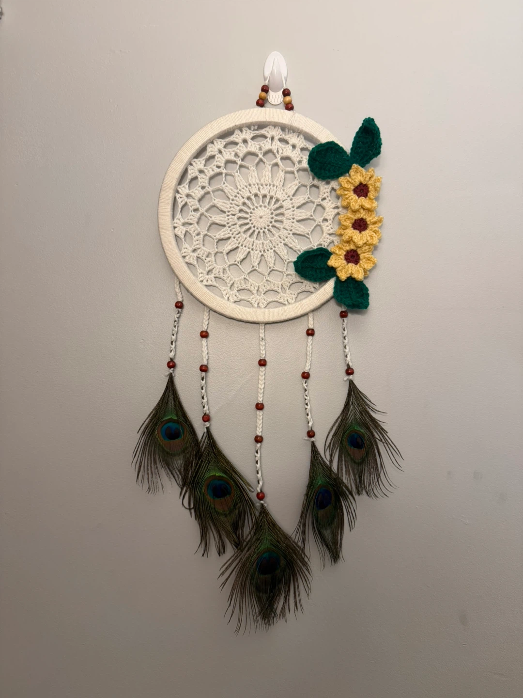 Handmade Dream Catcher with Peacock Feathers - photo 3
